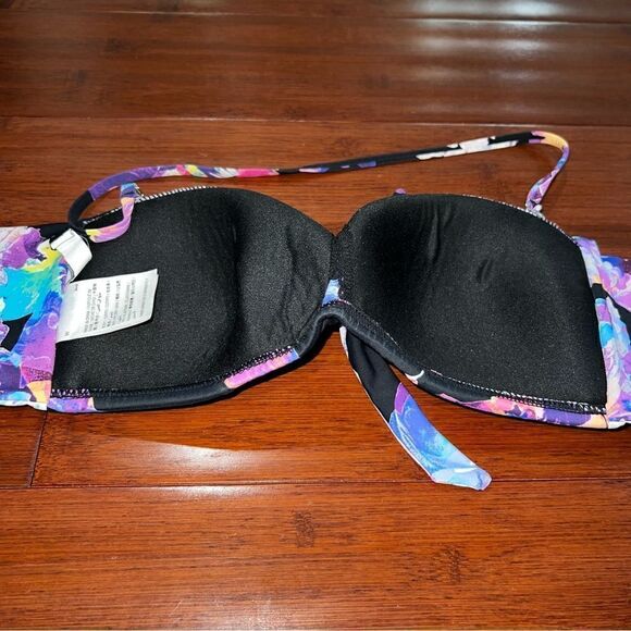 Women’s Multicolor Floral Black Bandeau Swimsuit Top - Picture 13 of 15